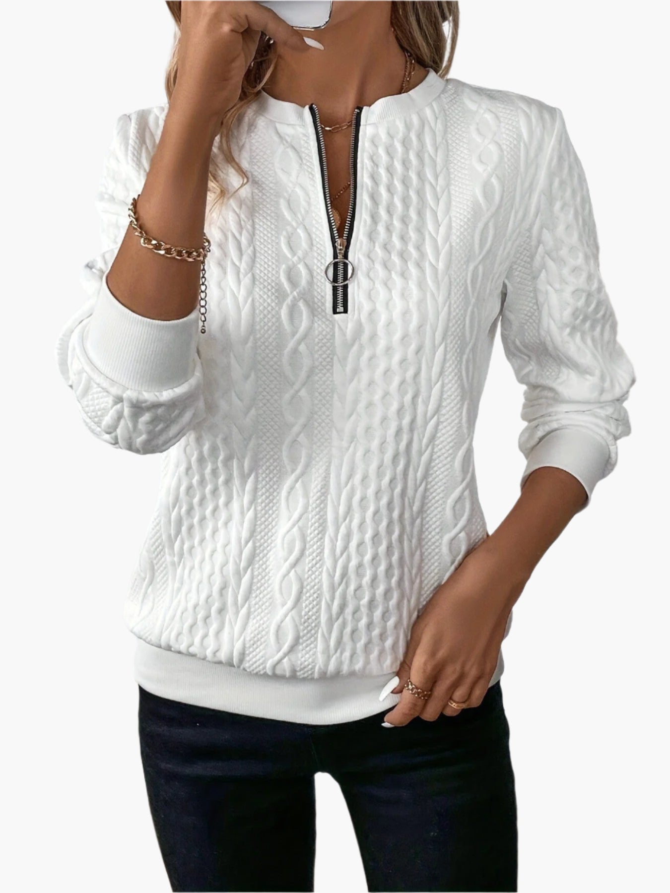 Men's Cable Knit Jumper Zipper