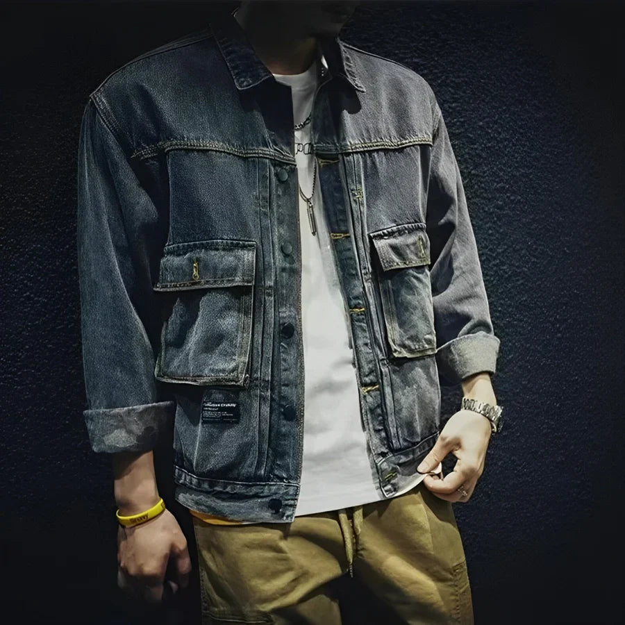 Lässige Jeansjacke Baumwolle Casual Style - IdealeKleiden