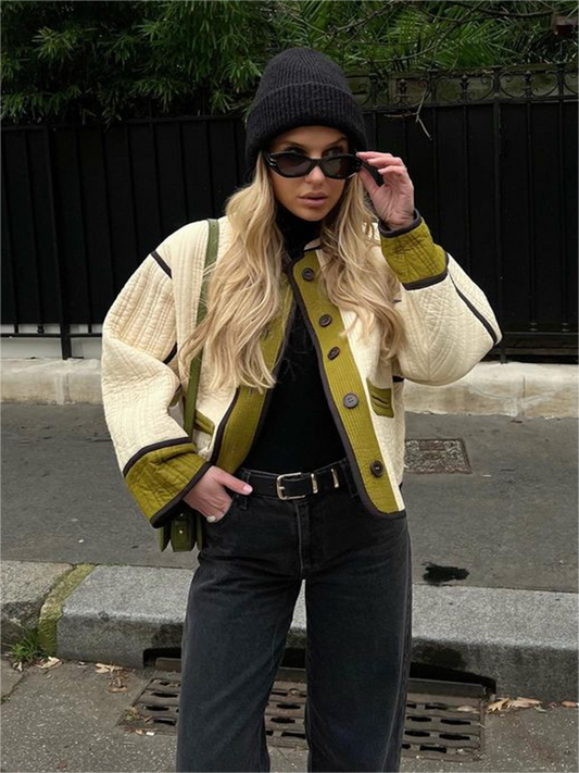Moderne Damenjacke Übergangszeit mit Knöpfen - IdealeKleiden