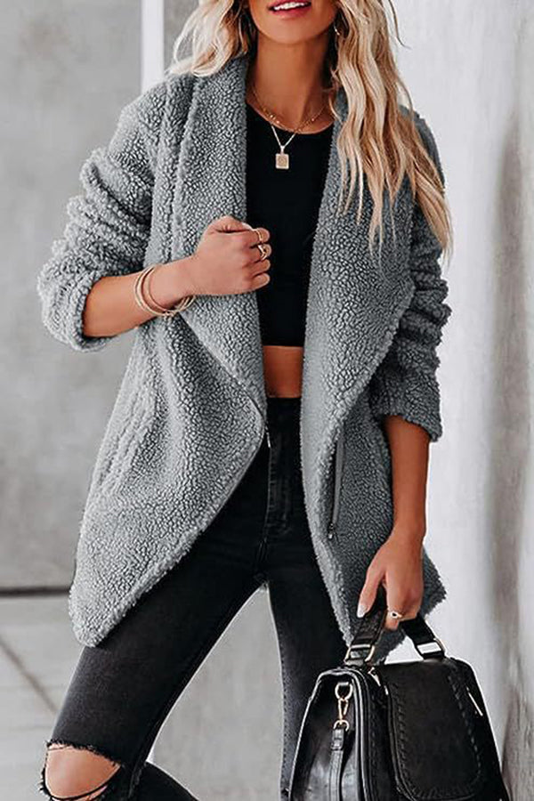 Casual Leather Jacket Zipper Pockets