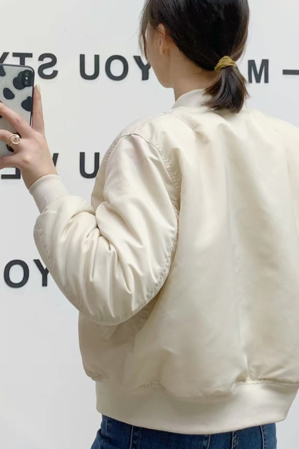 Stylische Flugjacke Verdickter Kragen Sportlich - IdealeKleiden