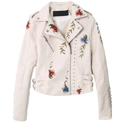 Vegan Lederjacke Elegant Bestickt