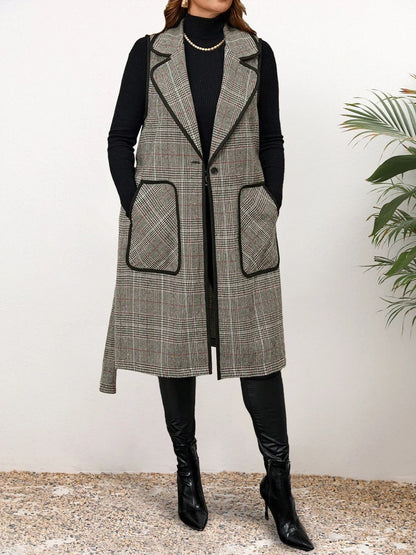Elegant Women's Vest Plaid Sleeveless