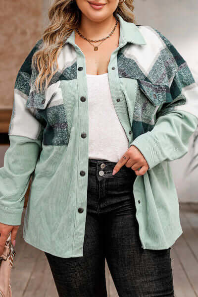 Plus Size Plaid Jacket for Women, Short Jacket