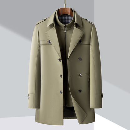 Modern Men's Double Breasted Trench Coat
