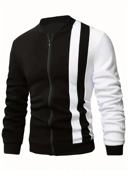 Fashionable Color Block Baseball Jacket