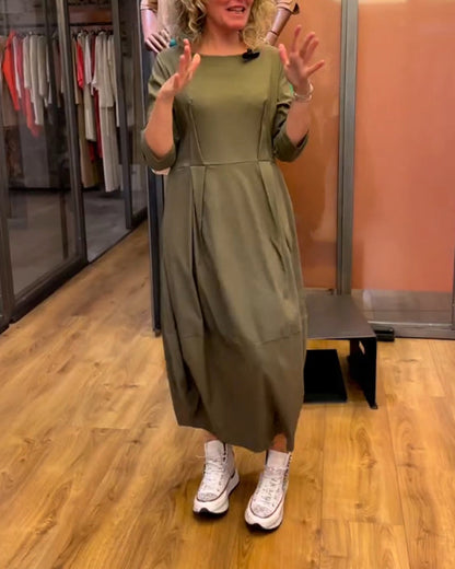 Elegant Dress Round Neck 2/3 Sleeves