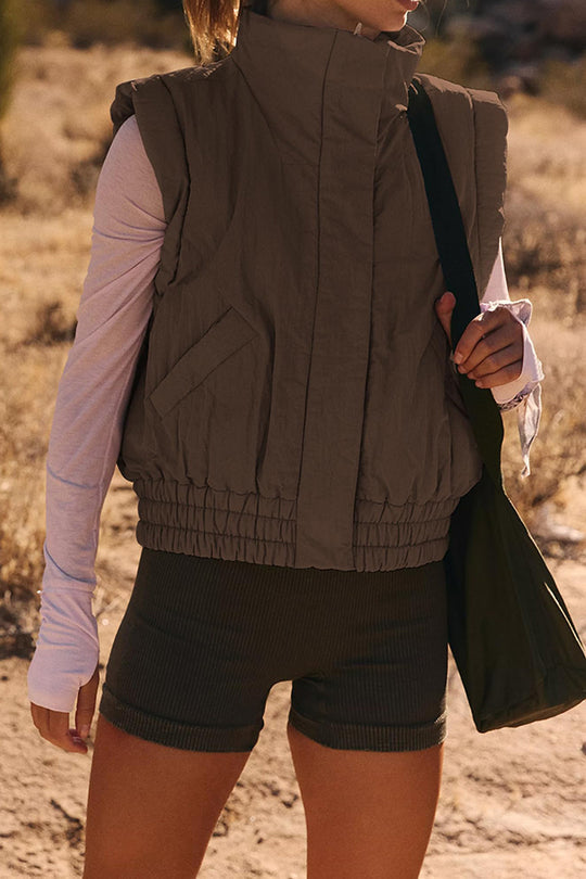 Modische Ärmellose Jacke Mit Stehkragen