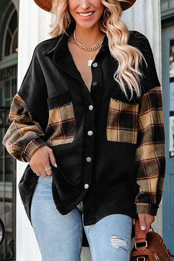 Oversized Patchwork Jacket With Chest Pocket