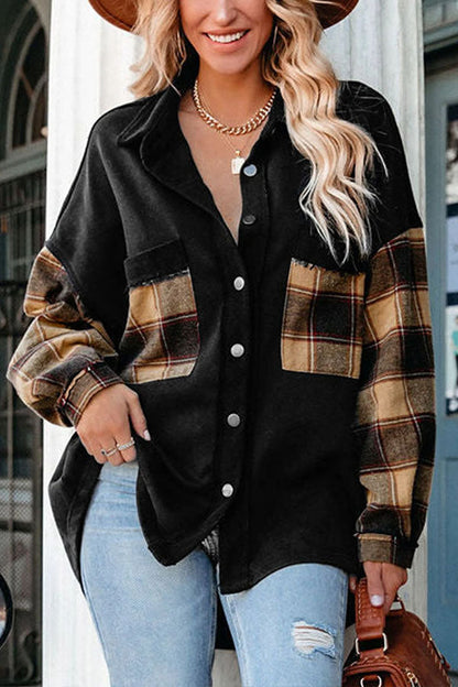 Oversized Patchwork Jacket With Chest Pocket