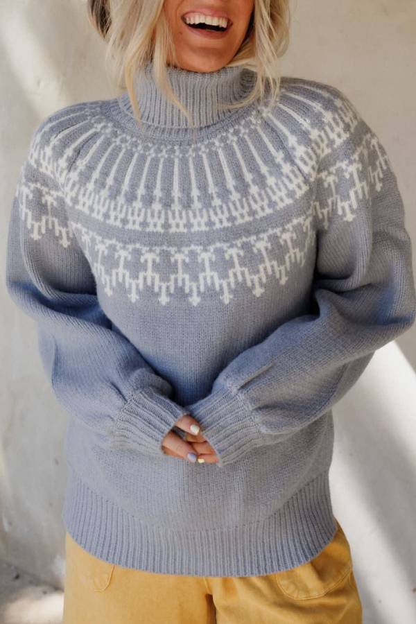 Weihnachtspullover Warm Verdickt Rollkragen Langarm - IdealeKleiden