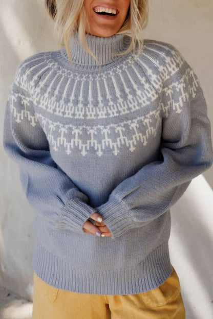 Weihnachtspullover Warm Verdickt Rollkragen Langarm - IdealeKleiden