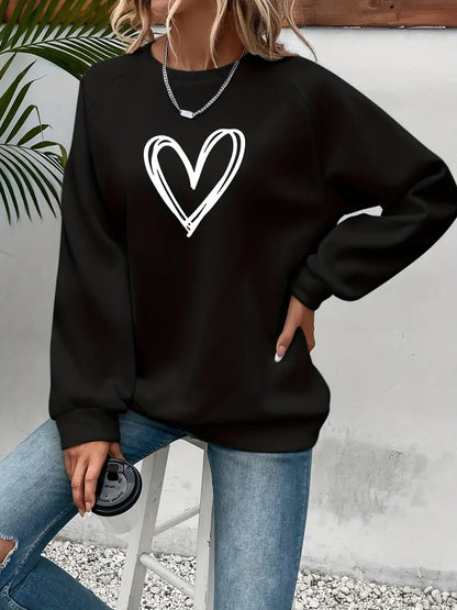 Elegant Sweater Heart Pattern Women