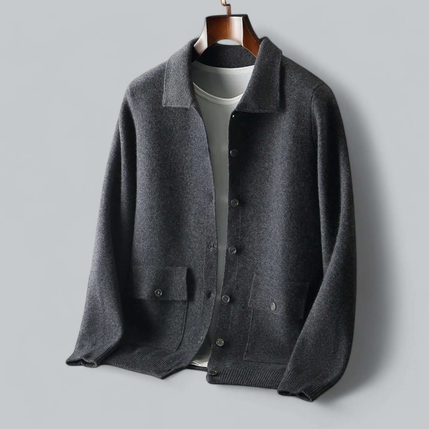 Men's Modern Black Cashmere Cardigan Jacket