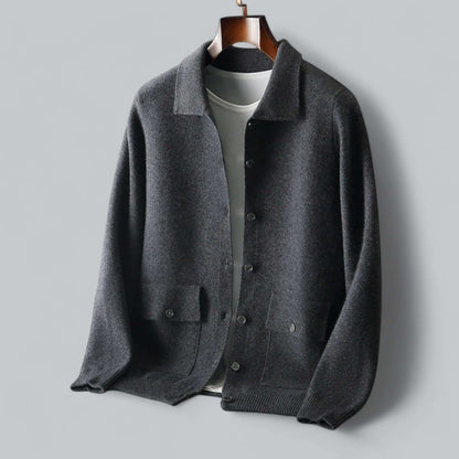 Men's Modern Black Cashmere Cardigan Jacket
