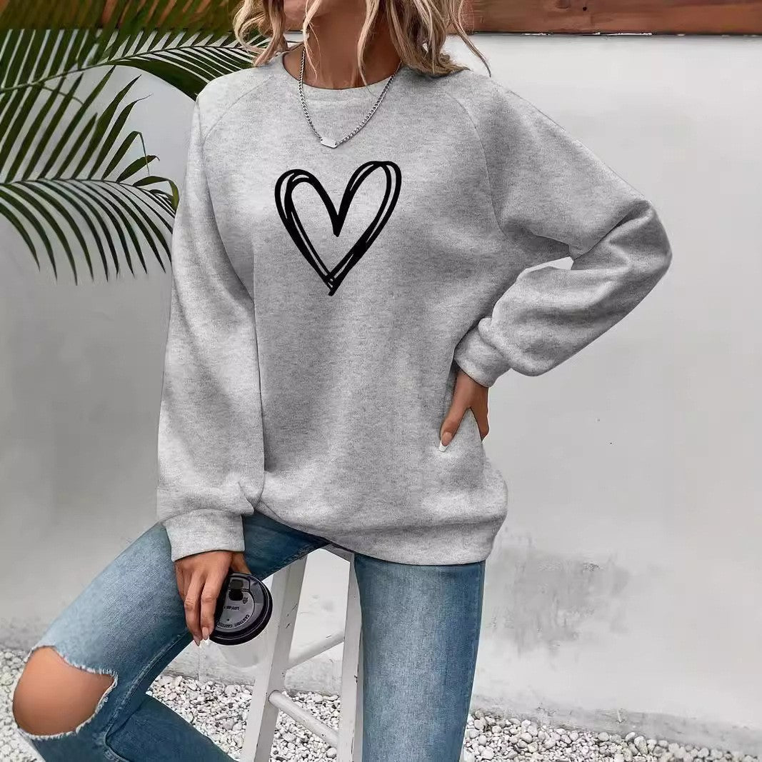 Trendy Women's Crew Neck Long Sleeve Sweatshirt