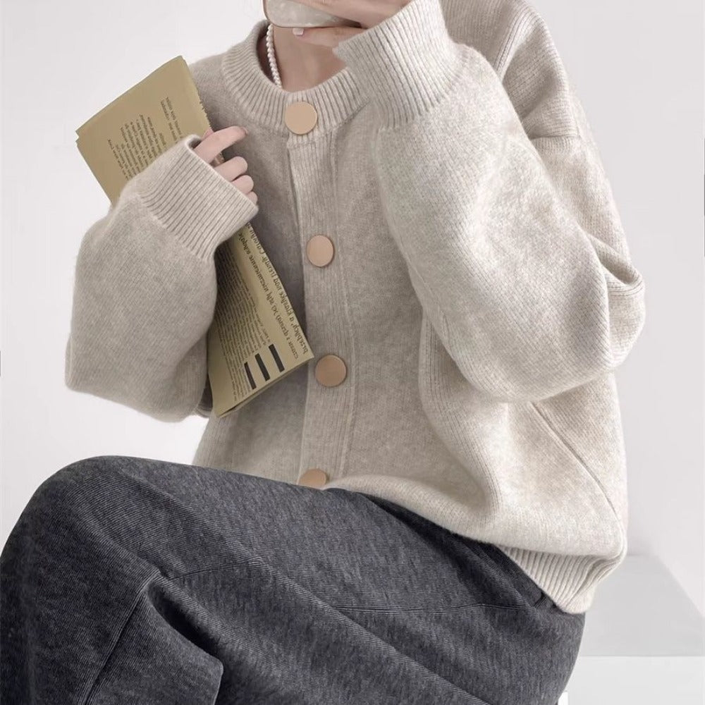 Damen Strickjacke Knöpfchen Verschluss
