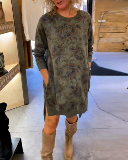 Dress Comfortable Round Neck Print