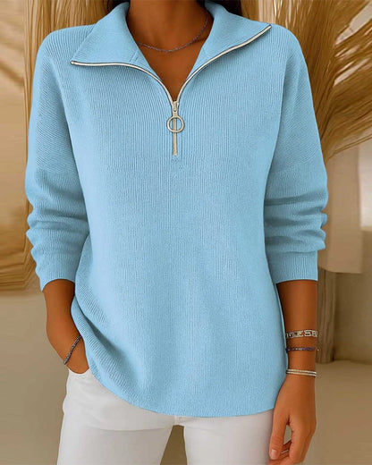 Women's Scarf with Half Zipper becomes: Women's V-Neck Sweater