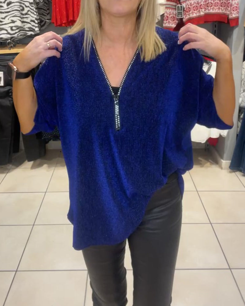 Women's Long Sleeve Elegant Zipper Top