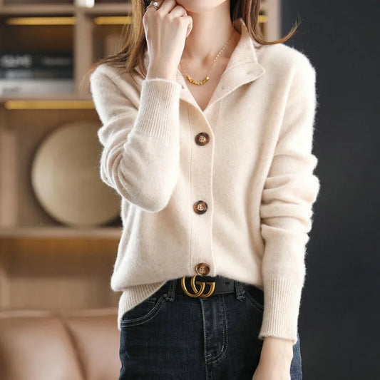 Modische Strickjacke Damen Wolle Warm - IdealeKleiden