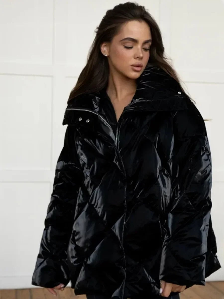 Große Pufferjacke Warm Reißverschluss