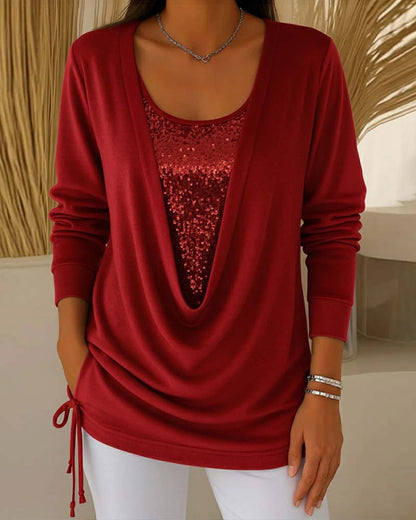 Fashionable two-in-one top with contrasting colors
