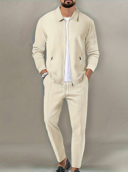 Tracksuit waffle design two-piece sporty