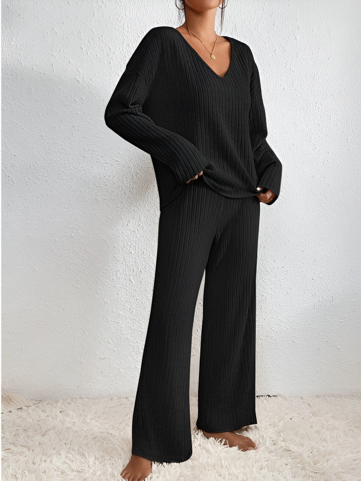 Isla – Women's V-Neck Knit Sweater Set