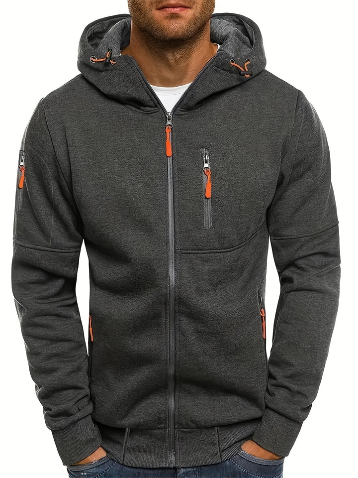 Sporty Hooded Zipper Functional