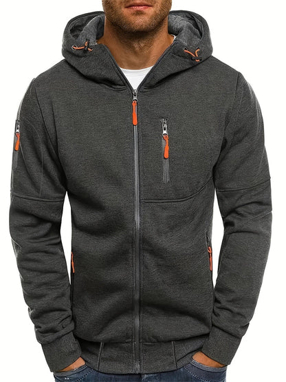 Sporty Hooded Zipper Functional