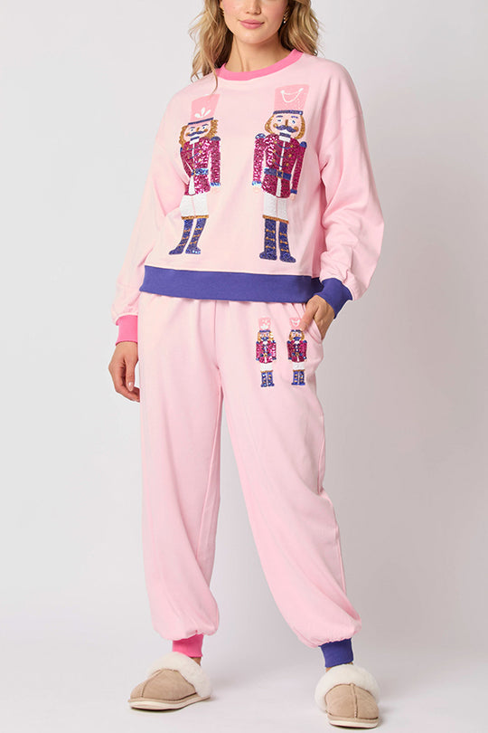 Santa Claus Sequin Set: Sweatshirt and Loose Joggers
