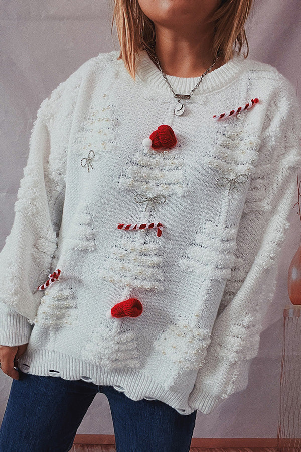 Christmas Sweater Handmade Beaded Decorative 3D