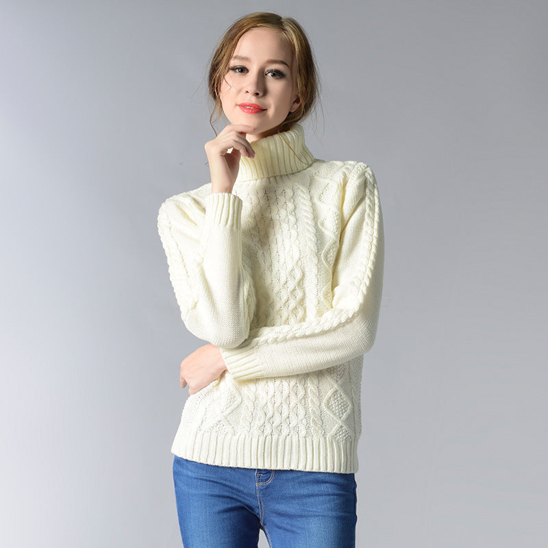 Women's Turtleneck Sweater Long Sleeve Cable Knit