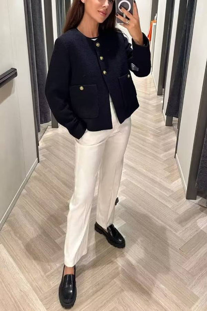 Fashionable Women's Jacket Slim Fit Colorblock