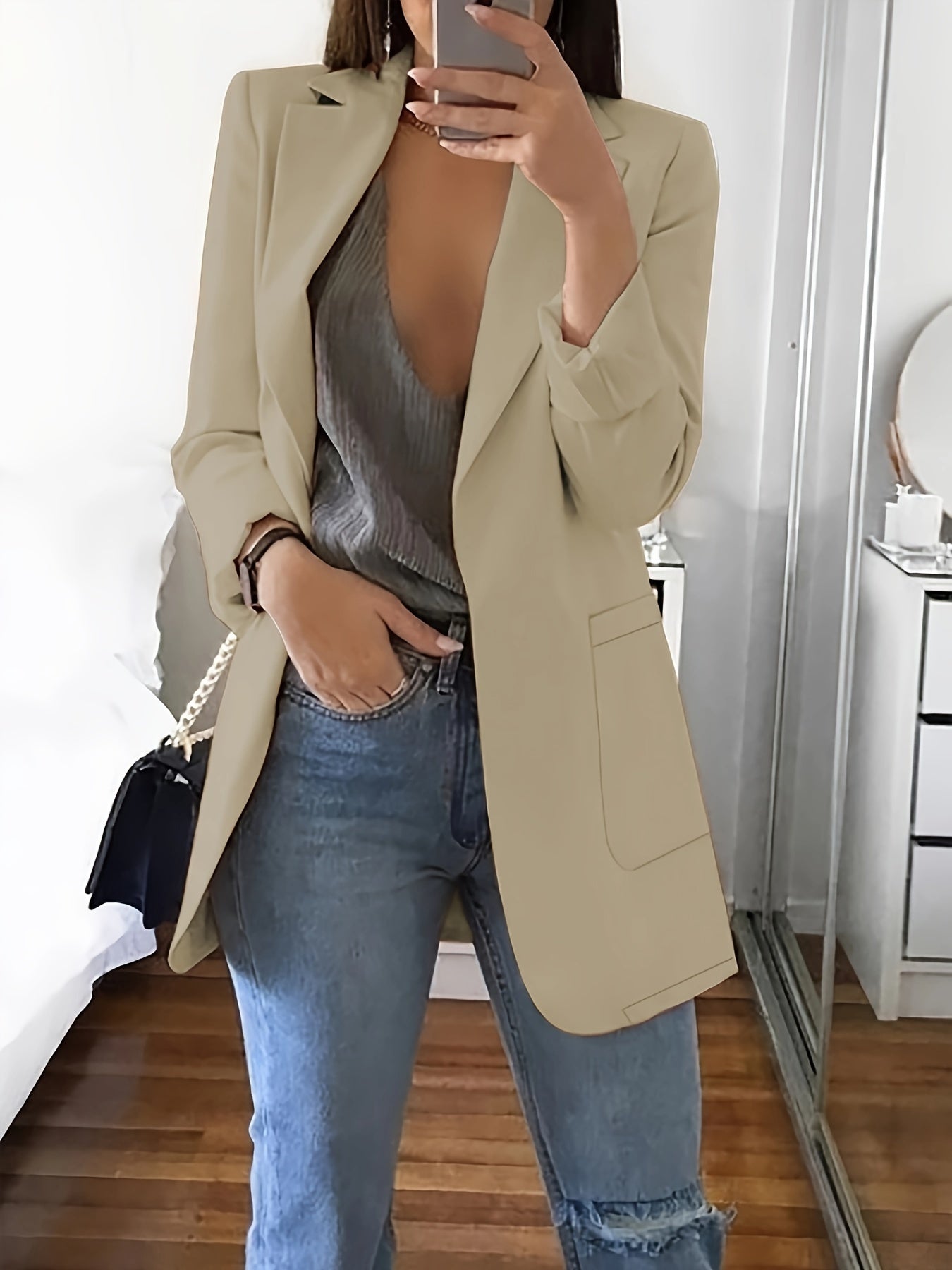 Elegant Women's Blazer Long Modern Business
