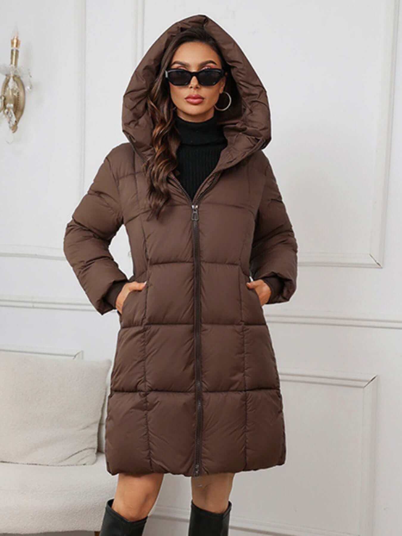 Women's Long Hooded Insulated Winter Parka