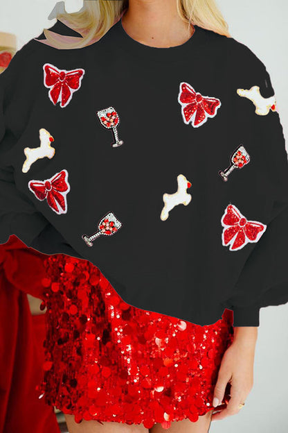 Christmas Sweatshirt Women Sequin Loose Sleeves
