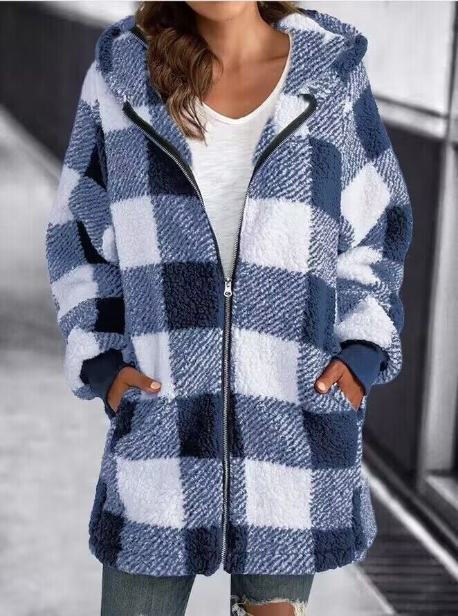 Oversized Plaid Coat Comfortable Loose