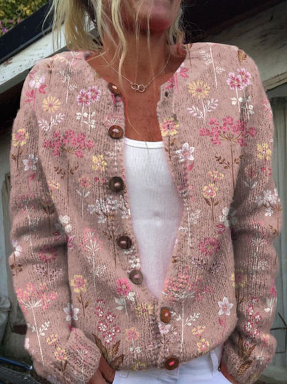 Floral Cardigan for Women Buttons Elegant