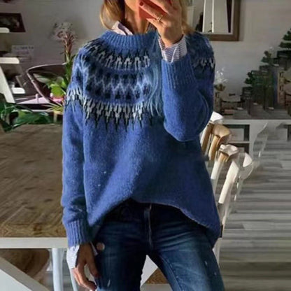 Women's Norwegian Crew Neck Jumper, Warm for Winter