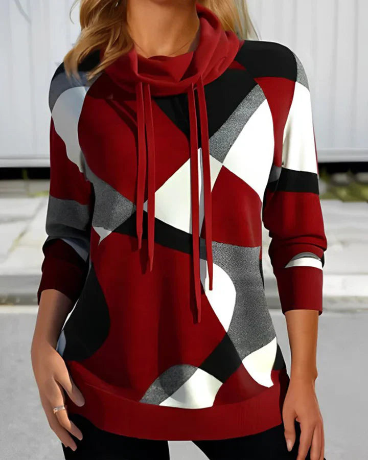 Stilvoller Pullover Geometrisches Muster Schalkragen - IdealeKleiden