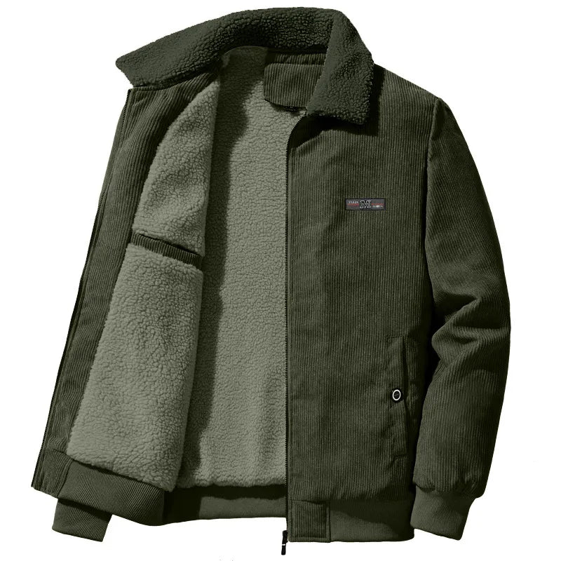 Men's Winter Coat Ribbed Fleece Insulation Stand-Up Collar