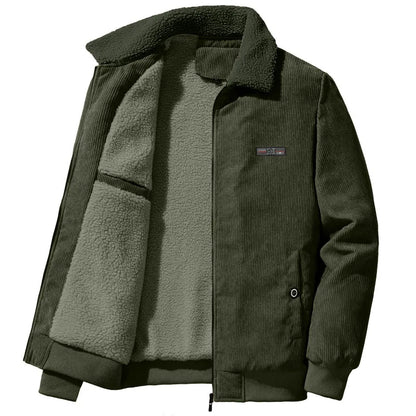 Men's Winter Coat Ribbed Fleece Insulation Stand-Up Collar