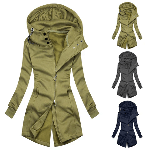 Damen Hoodie Slim Fit Hochkragen Jacke - IdealeKleiden