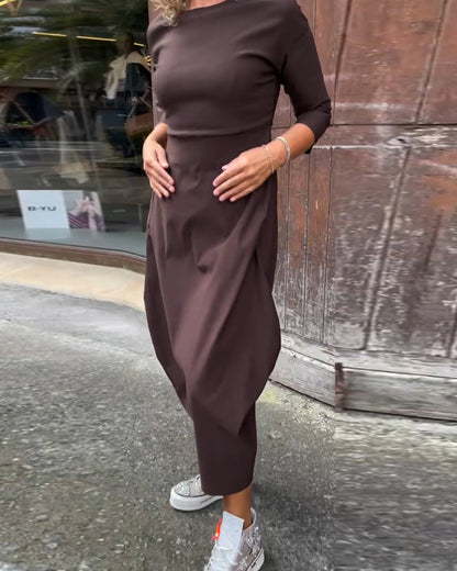 Elegant Women's Long-Sleeved Dress With Pocket