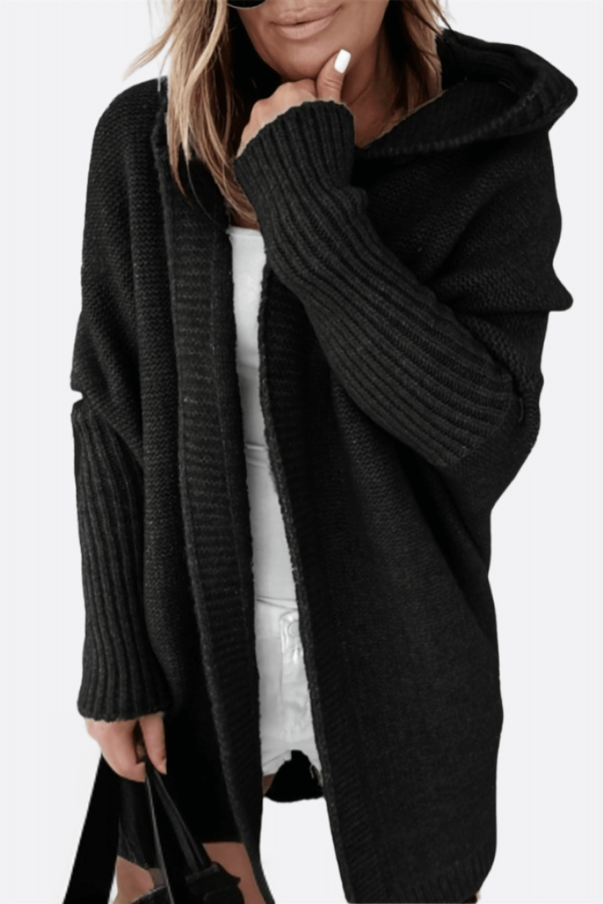 Women's Knitted Cardigan Hooded Parka