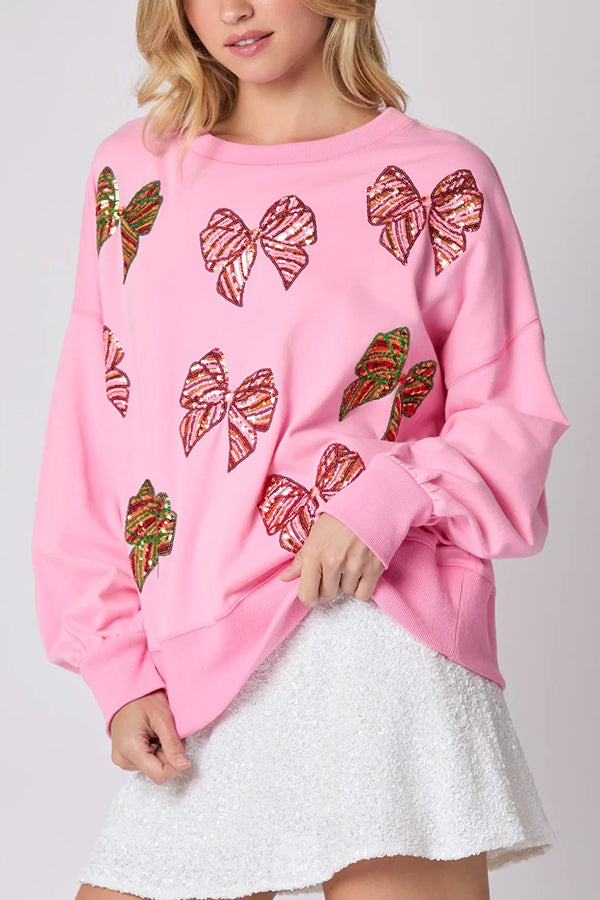 Christmas Sweatshirt Sequins Loose Casual Long Sleeve