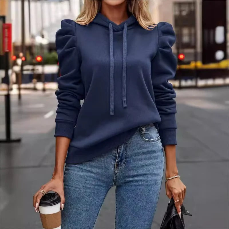 Stylish Hoodie Ruffle Decor Women