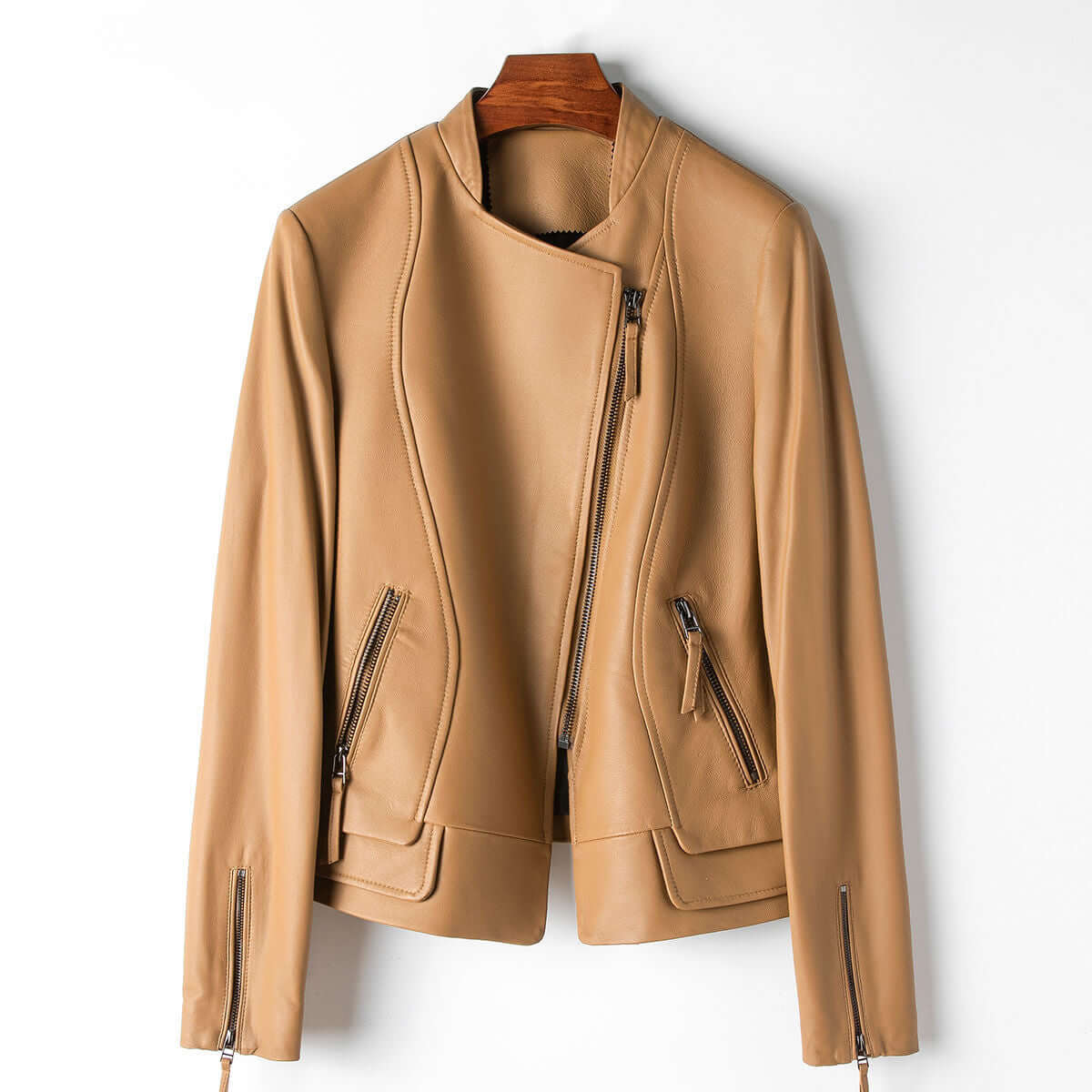 Elegant Women's Leather Jacket Trendy Style